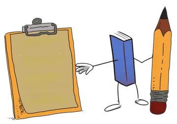 Tableau, livre et crayon